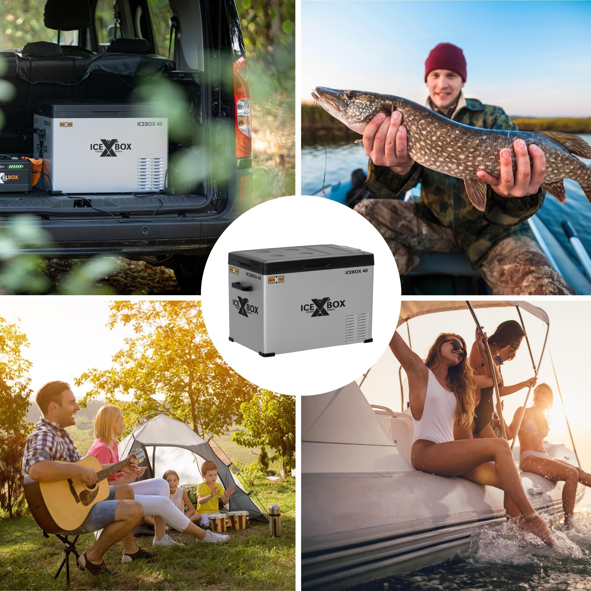 CROSS TOOLS Frigorifero portatile elettrico con compressore 37L -20°C, campeggio e auto, congelatore portatile, frigorifero con app, 230V/12V/24V, 65x37,5x42,7cm, ICEBOX 40