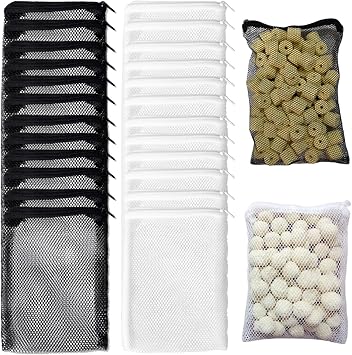 24 PCS Aquarium Media Bags Reusable Filter Bag Mesh Aquarium Filter Media Bag with Plastic Zipper for Activated Carbon Filter Stones Ceramic Rings for Aquarium Pond Filters
