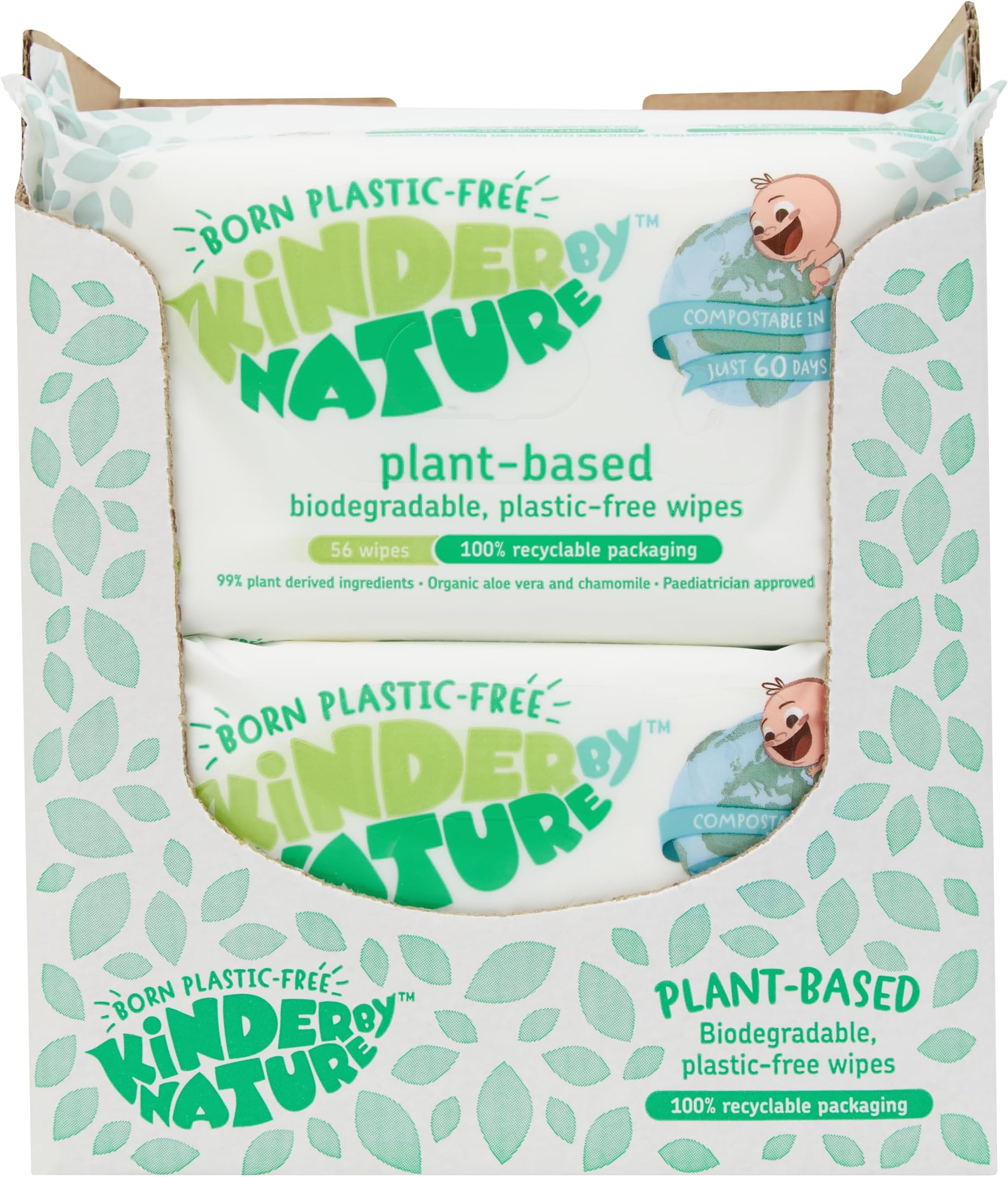 Jackson Reece, Kinder by Nature Plant-Based Wipes - 12 Pack (Suitable for Sensitive & Eczema Prone Skin + 99% Water, 100% Biodegradable & Compostable, 100% Recyclable + Vegan)