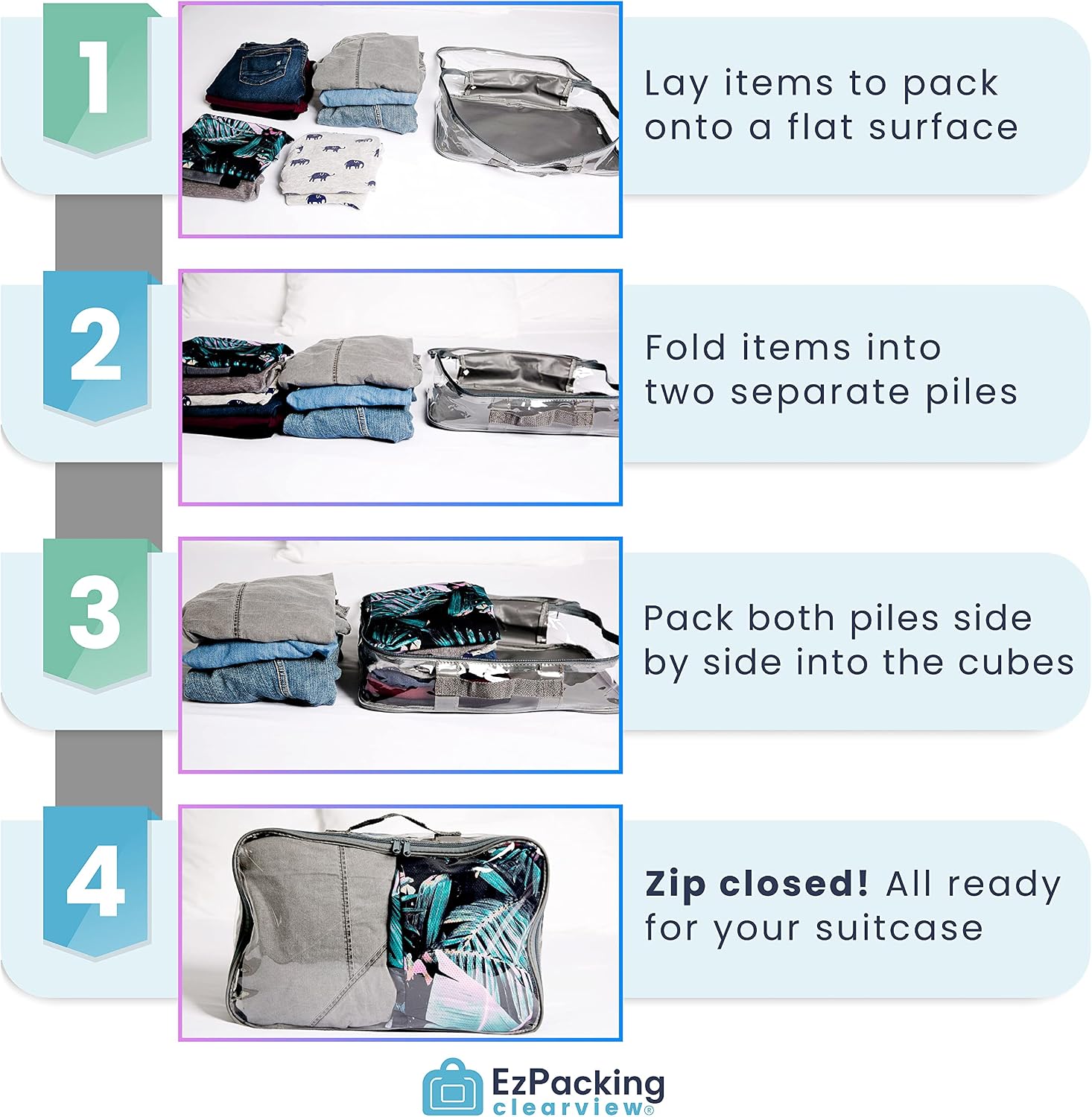 Large Clear Travel Packing Cube/See-Through PVC Organizer for Suitcase/Multipurpose Pouch w/Handle/Dress Shirts, Pants, Cashmere, Sweaters & Seasonal Linen Storage Protection (Royal Blue)