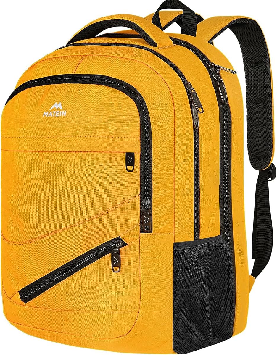 Mochila extra grande amarilla, bolsa de viaje Carryon aprobada por la TSA de 50 L | Mochila de trabajo con compartimento separado para portátil de 18'', mochila de exterior con bolsillo delantero, regalos creativos para hombres y mujeres