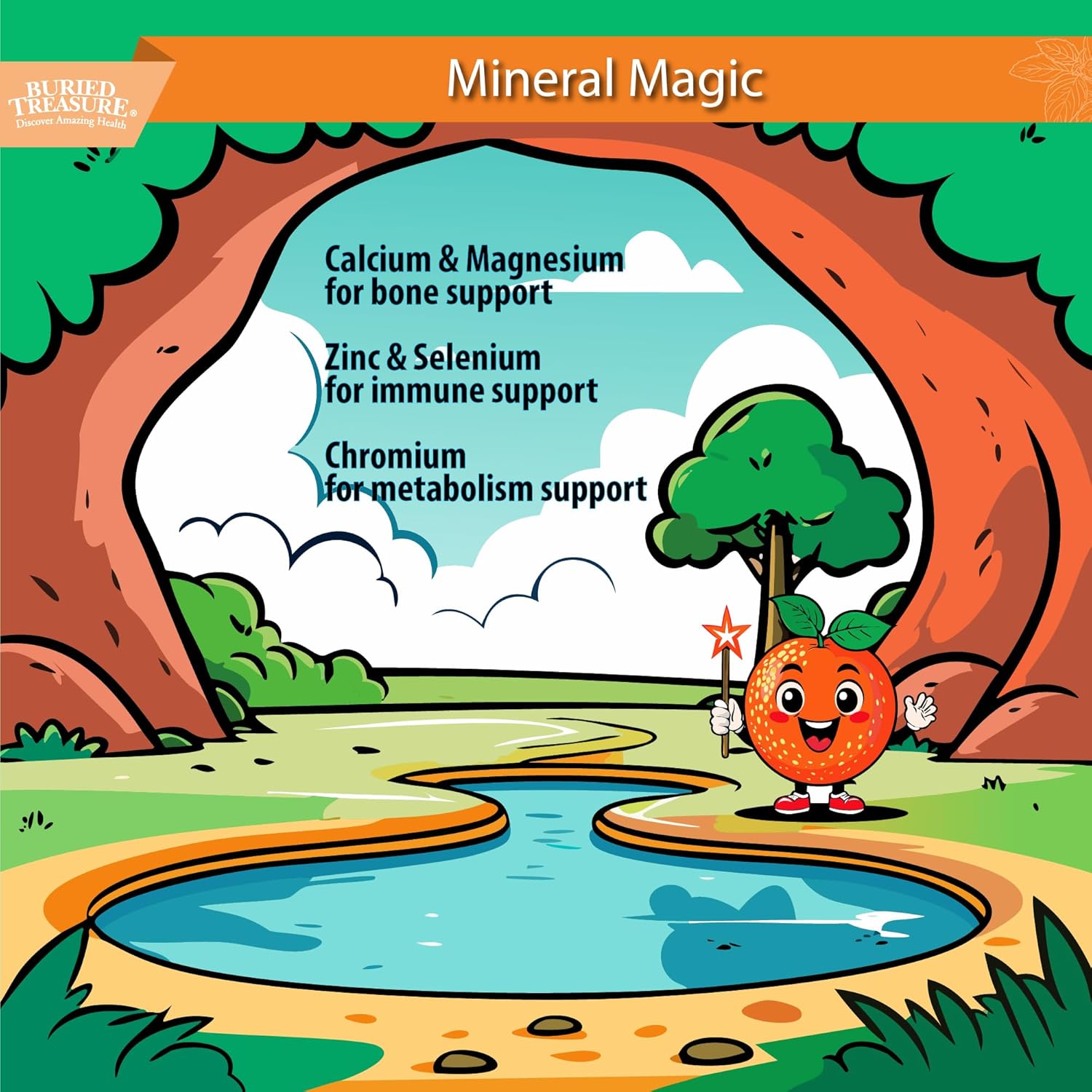 Buried Treasure Children’s Daily Liquid Multivitamin – 27 Vitamins & Minerals with SuperFood Blend – Sugar Free, Vegan, Orange Mango Flavor, 16 fl oz