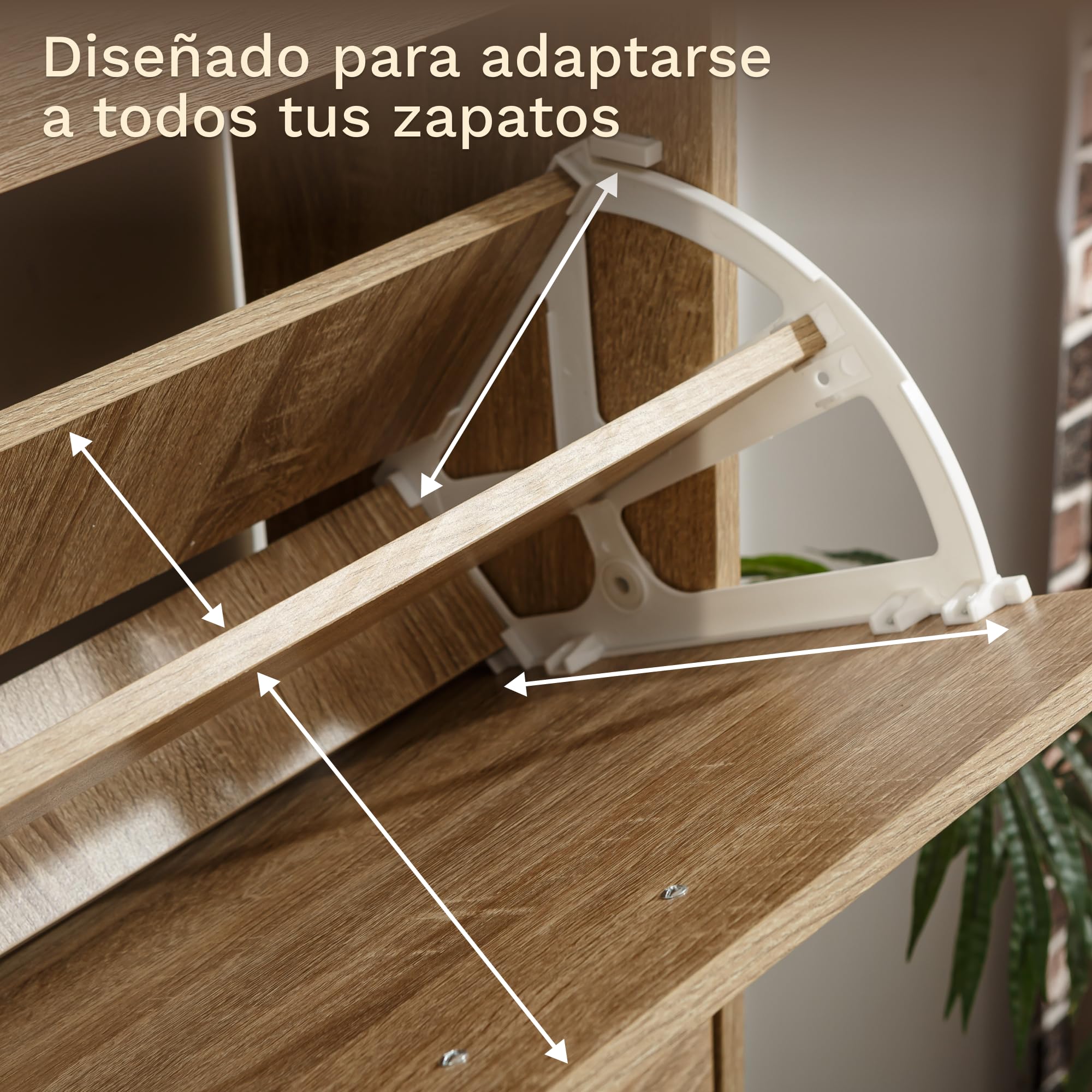 CATAVANA Zapatero Madera 24 Pares, Mueble Zapatero Entrada Recibidor con 4 Tapas, Shoe rack for bedroom, Organizador Zapatos Vertical para Pasillo, Shoe Rack Armario Calzado,60x24x150 cm, Madera Clara