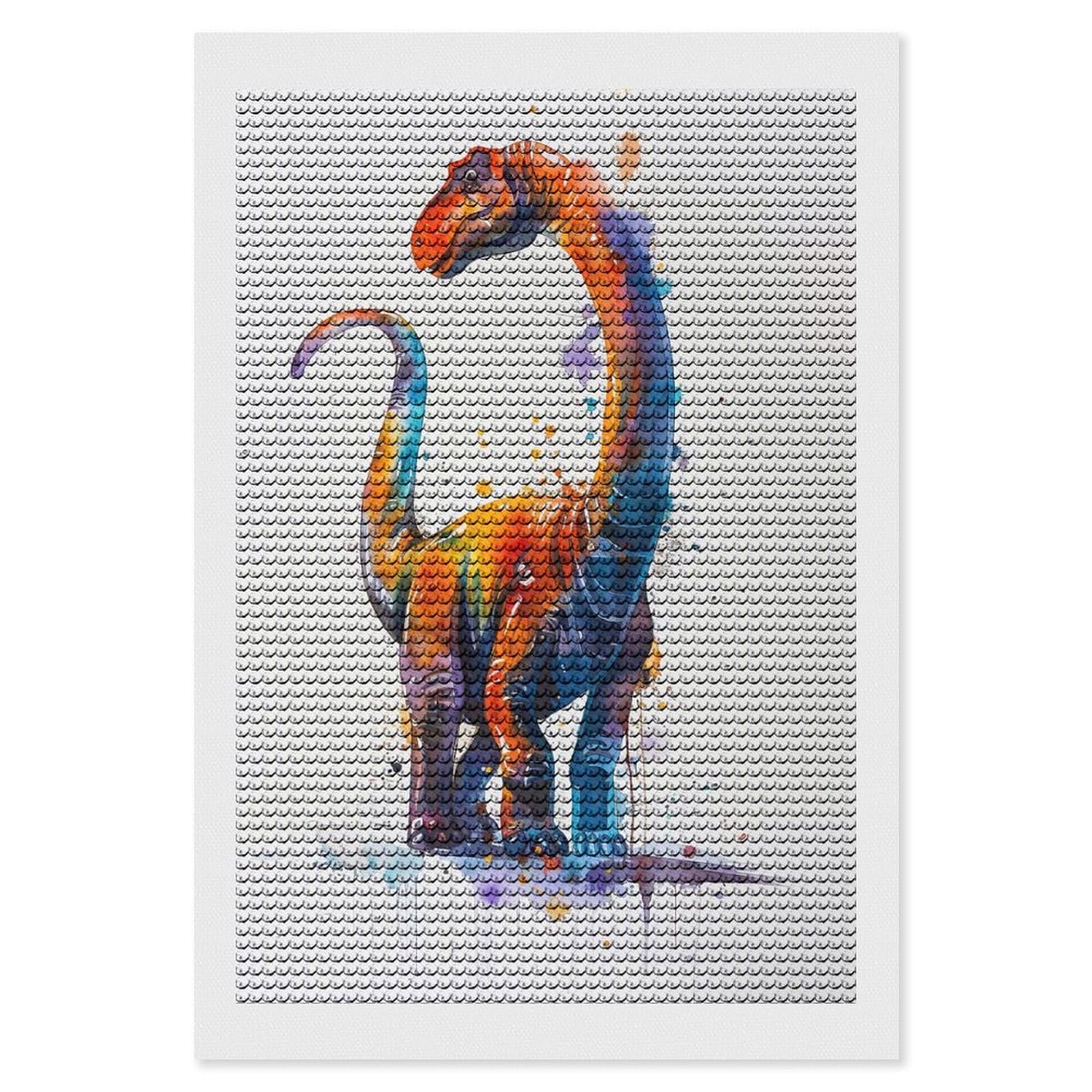 Junmoney Apatosaurus Watercolor Diamond Art Kit 8"x12", Bedroom Decor, Adhesive Canvas, Full Kit Included, Thoughtful Present, Birthday Gift