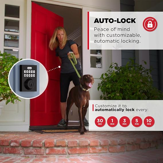 Kwikset HomeConnect 620 Z-Wave Long Range Keypad Smart Lock Keyless Entry | Matte Black, Customizable User Codes, Ring Alarm Compatible, Contemporary Design, Hub Required Sold Separately