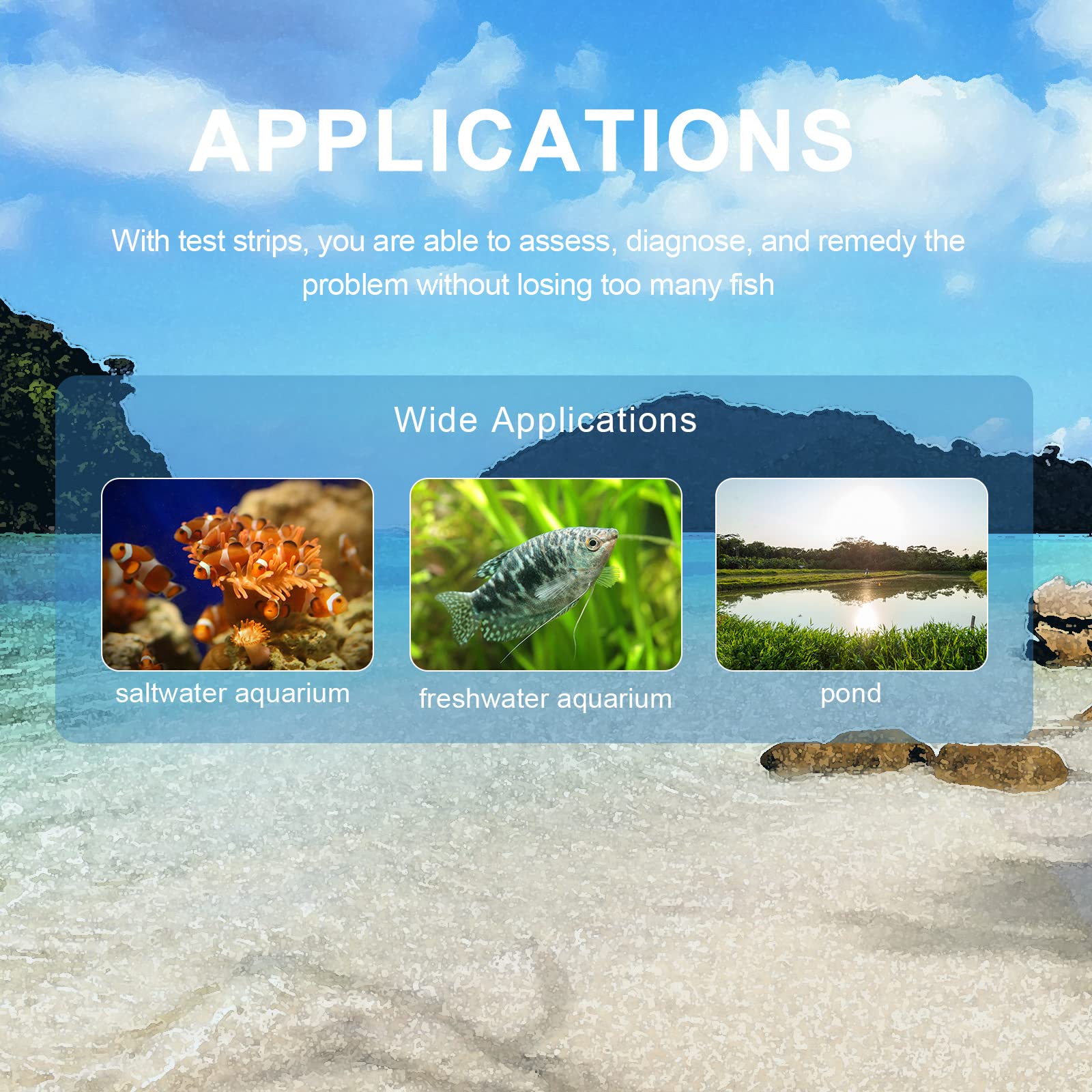 Buy Aquarium Test Strips, 6 in 1 Fish Tank Test Kit, 100 Strips Freshwater Saltwater Aquarium