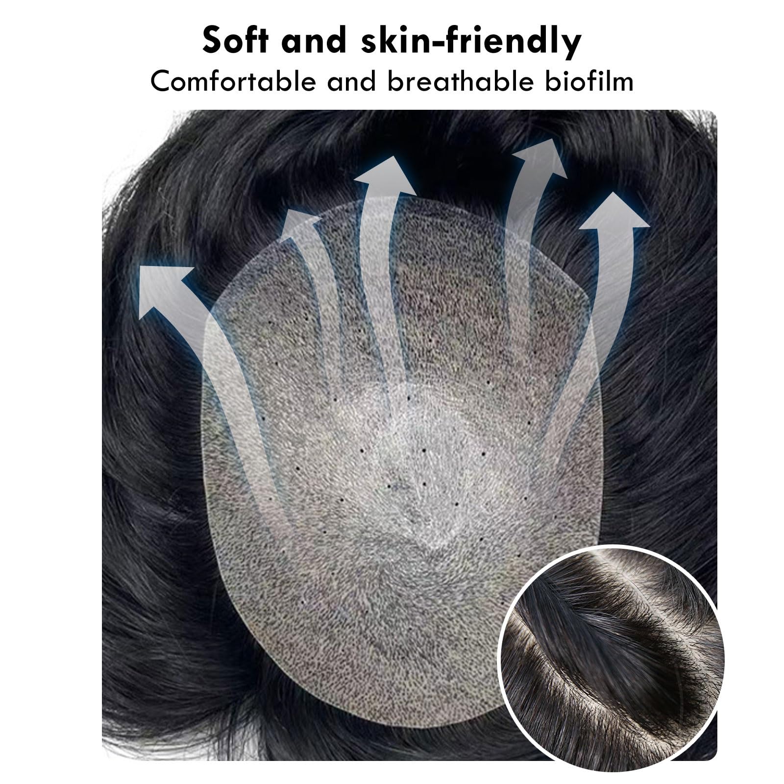 FAXIOAWA Sistema de Unidades de Cabello para Hombre Toupee Piezas de Cabello Natural Sistema de reemplazo de Cabello Humano, Sistemas de Cabello Real para Hombres (Color: Schwarz, tamaño: 13 * 18)