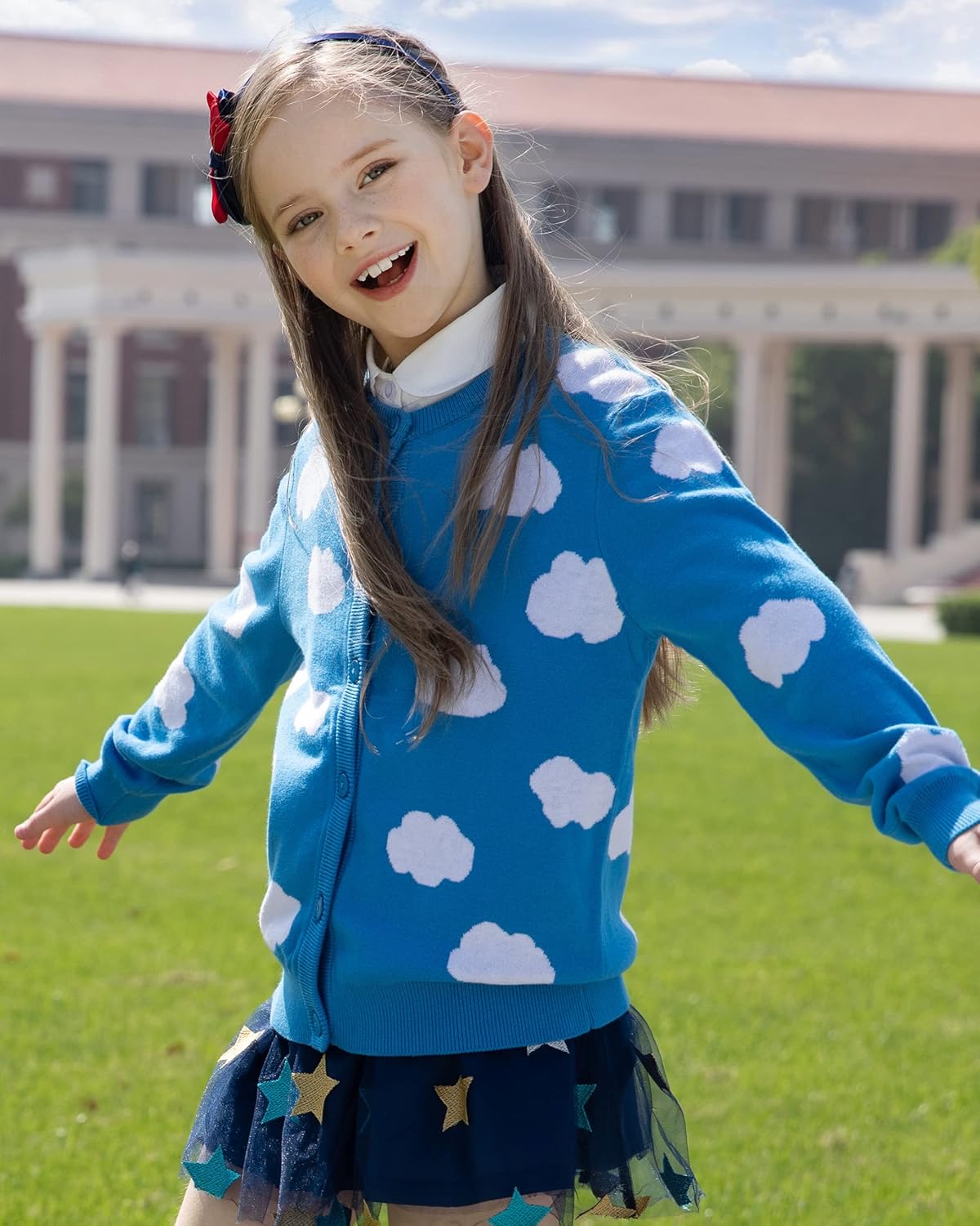 BOBOYOYO Girls Cute Cardigan 100% Cotton Girls Button Up Sweater Long Sleeve Kids Knit Cardigan Crewneck Casual Kawii Clothes - Image 2