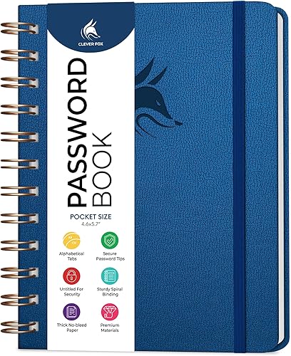 Vista 23 de Clever Fox Libro de Contraseñas en Espiral – Organizador de Direcciones de Internet y Contraseñas con Pestañas Alfabéticas Laminadas – Diario Púrpura