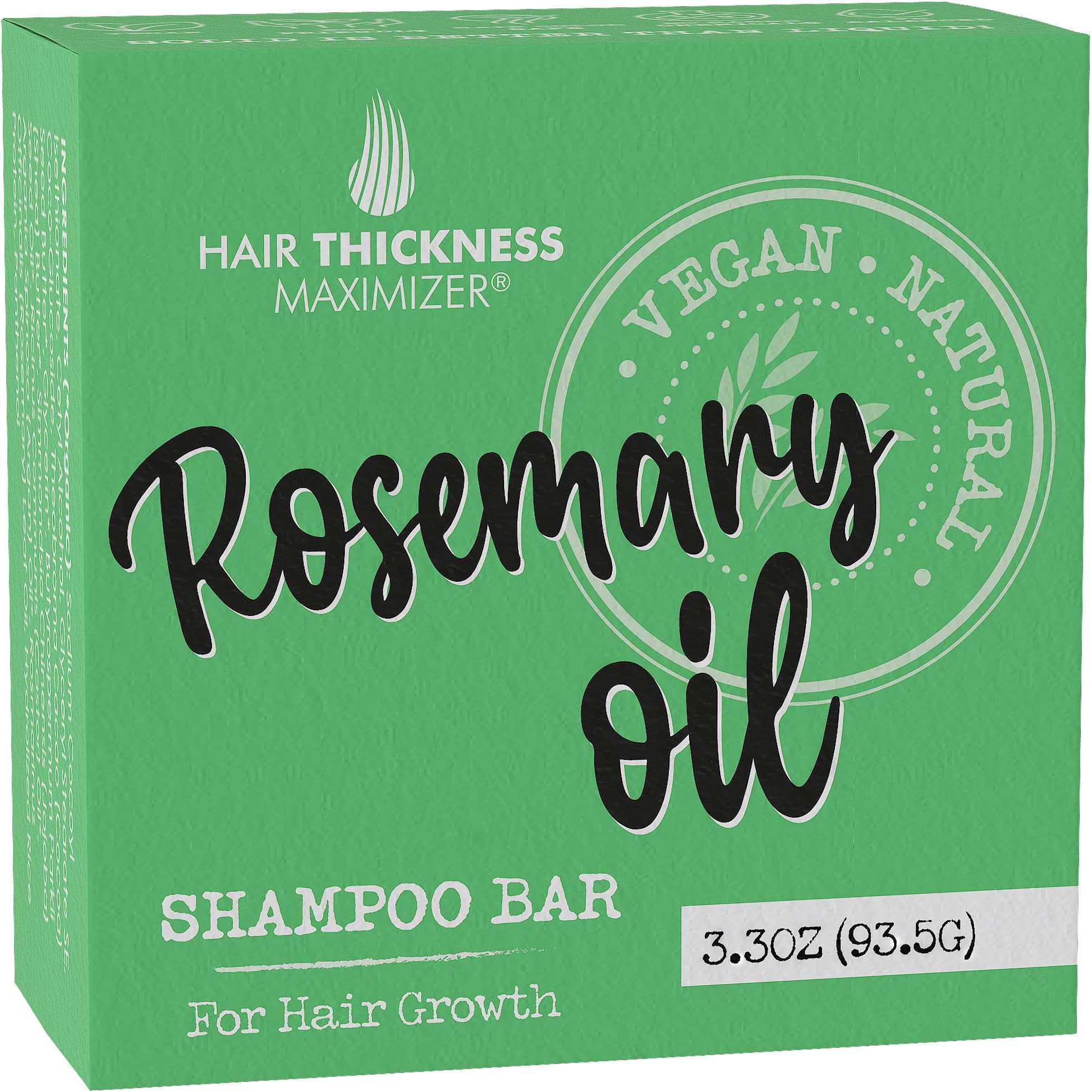 Rosemary Oil for Hair Growth Shampoo Bar. Eco-Friendly,No Harsh Chemicals, Color Safe, pH Balanced. Solid Shampoo Bar Equal to 3 Liquid Bottles. Zero Plastic, USA Made, Strengthening & Dry Hair Relief