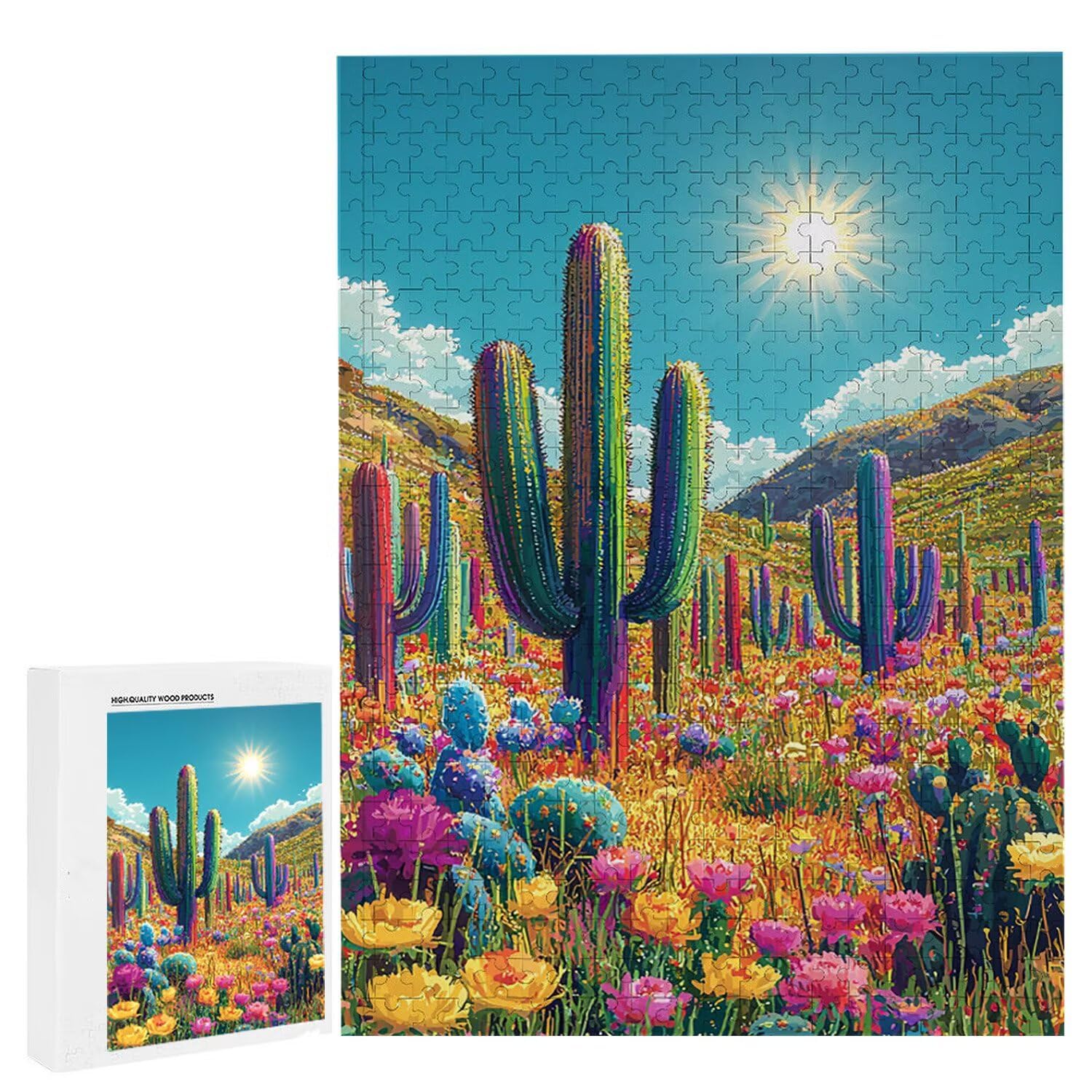 1500 Pezzi di Puzzle, cactus del deserto1500 Pezzi di Puzzle per Adulti, Regalo di Anniversario, Regalo di Natale, Decorazione Della Casa, Prevenzione Della Degenerazione Cerebrale Negli Anziani v735