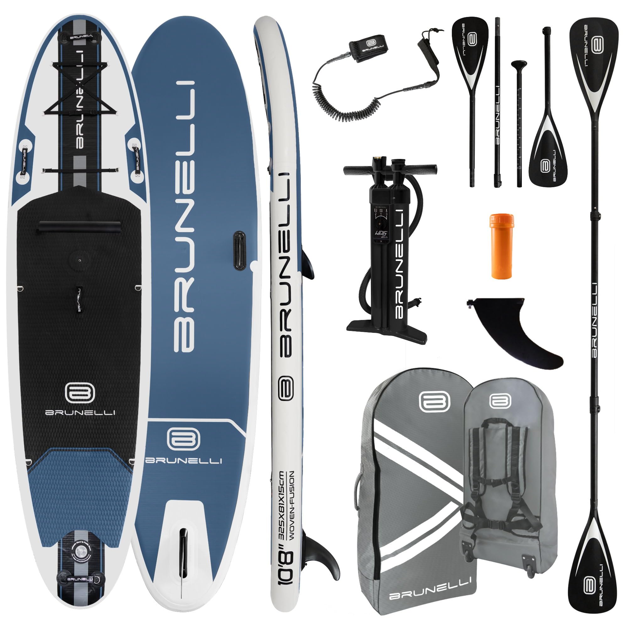BRUNELLI 10.8 Windsurf Woven X Fusion Double Layer iSUP Board hinchable Stand Up Paddle Set Azul