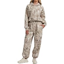 Eutten Camo Sweatsuits for Women Set 2 Piece Camo Hoodies Maple Leaf Print Oversized Sweatshirt Lounge Sets Fall Outfits