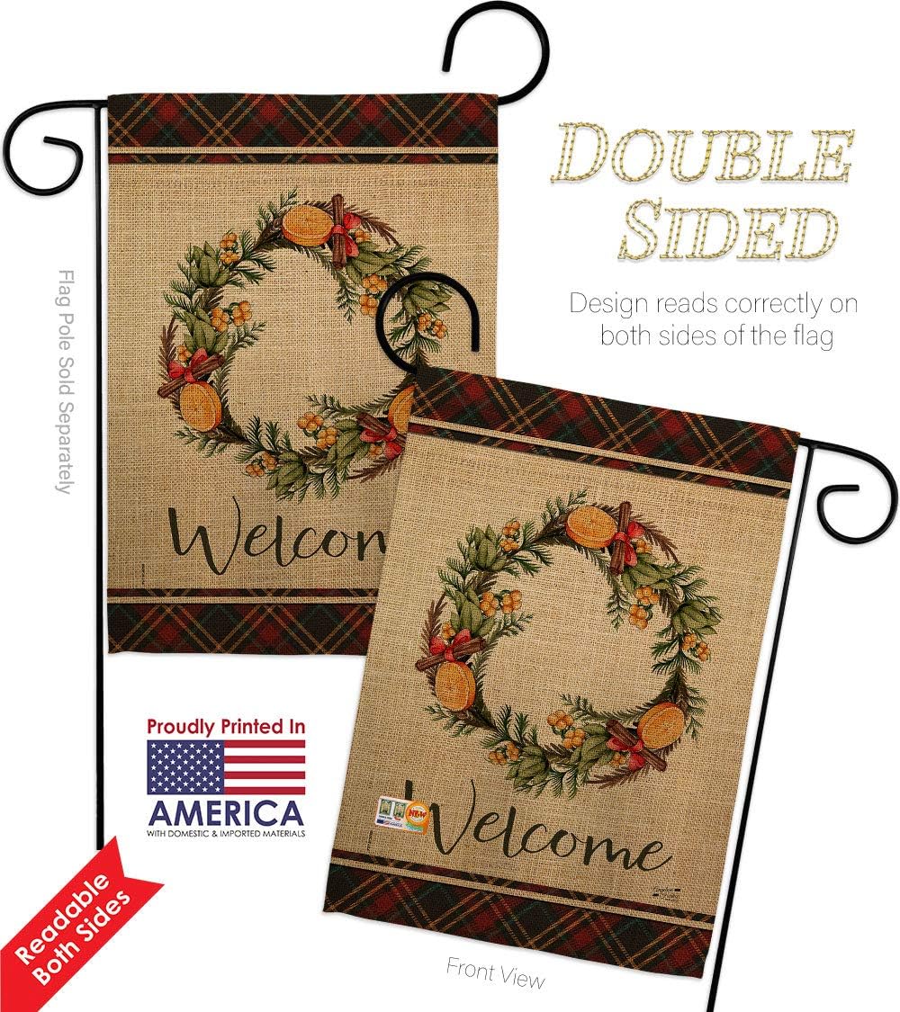 Winter Spices Wreath Garden Flag Set Mailbox Hanger Wintertime Wonderland Snowflake Snowman Ice Skate Season Snow Small Decorative Gift Yard House Banner Double-Sided Made In USA 13 X 18.5
