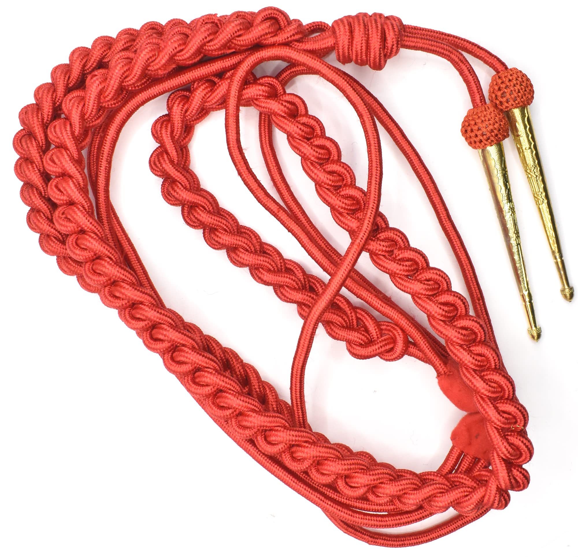 Uniform Store London Aiguillette Red Silky with gold tags Bands Army R1054