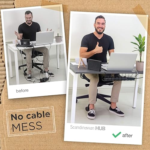 Miniatura 3 de Bandeja de Gestión de Cables Debajo del Escritorio, Organizador de Cables para Escritorio, Organizador de Cables, Organizador de Alambres, Gestión