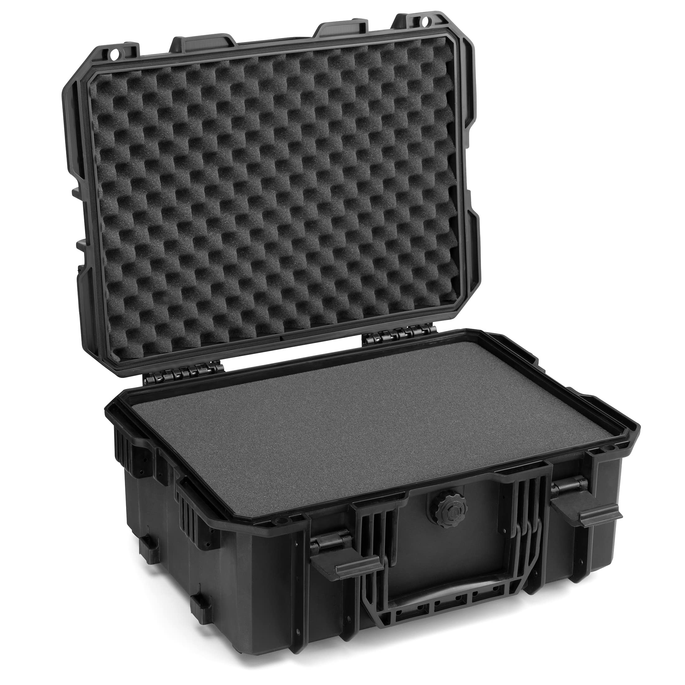 Fotokoffer Outdoor Case mit Rasterschaumstoff-Einlage Wasserdicht - Kamerakoffer Hardcase Stoßfest zum Schutz für Kamera, Objektiv und Geräte - Pistolenkoffer vielseitig anwendbar - Koffer