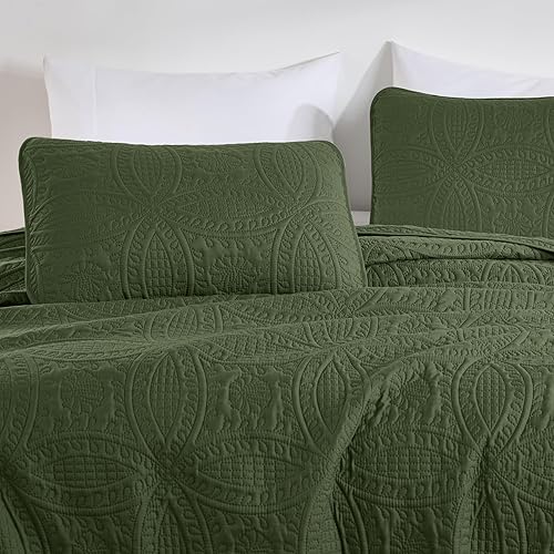 Vista 89 de Chezmoi Collection Austin - Juego de colcha tamaño Queen de 3 piezas Pinsonic acolchada de gran tamaño, tamaño Queen, terracota