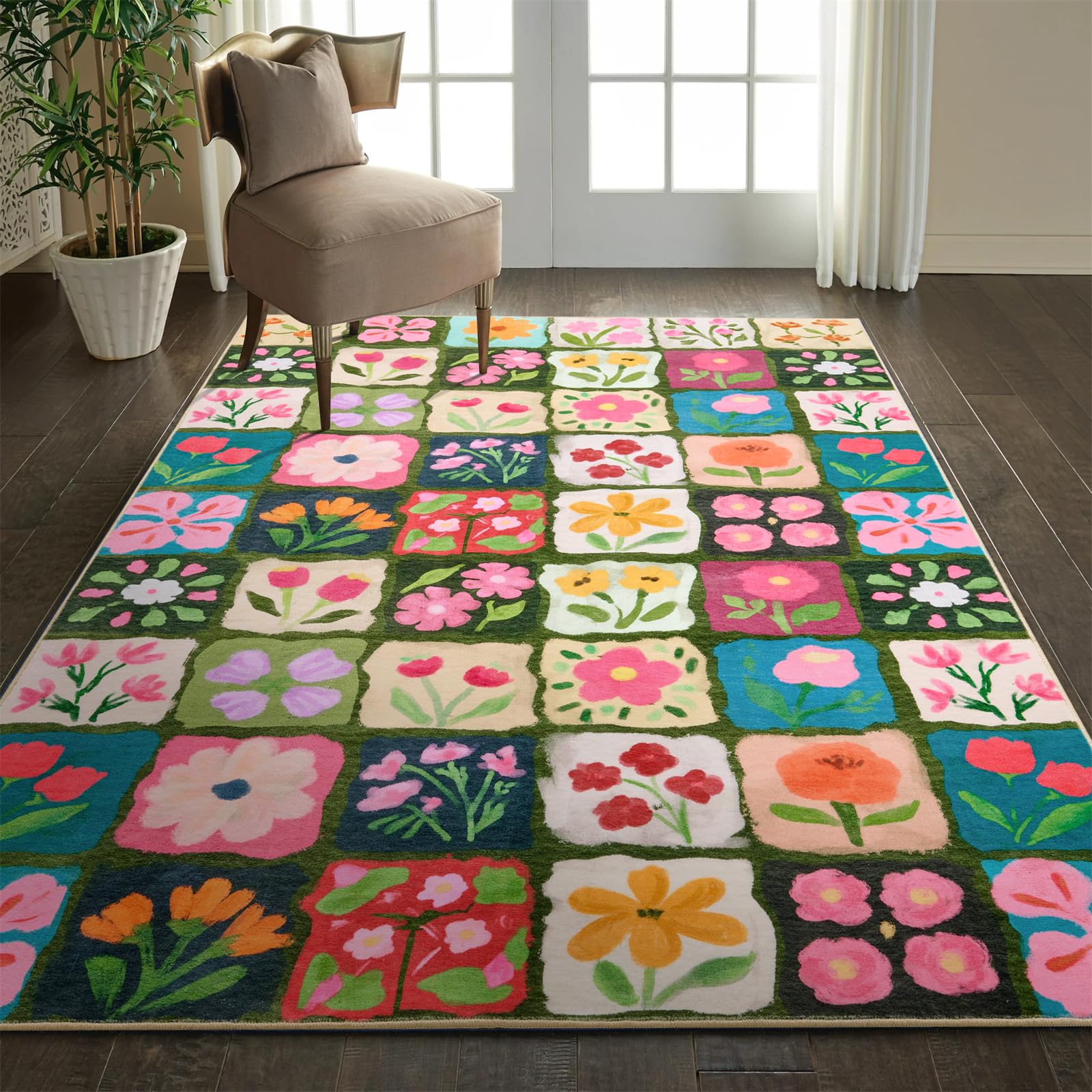 Amazon.com: Aldopein Vintage Floral Rug 4x6 Washable, Thin Cute