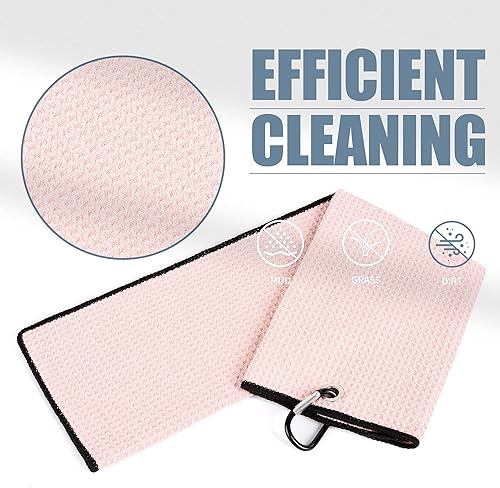 Miniatura 3 de Mile High Life kit de limpieza para palo de golf, incluye toalla de microfibra con patrón de waffle, de tres pliegues, kit de herramientas con