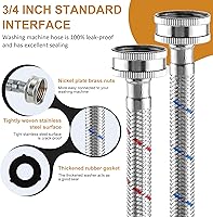 Vista 3 de 15 FT Washing Machine Hose,Long Washer Water Supply Hoses Hot And Cold Connection(2Packs),Washer Machine Hose Universal Fit for All Standard Wash