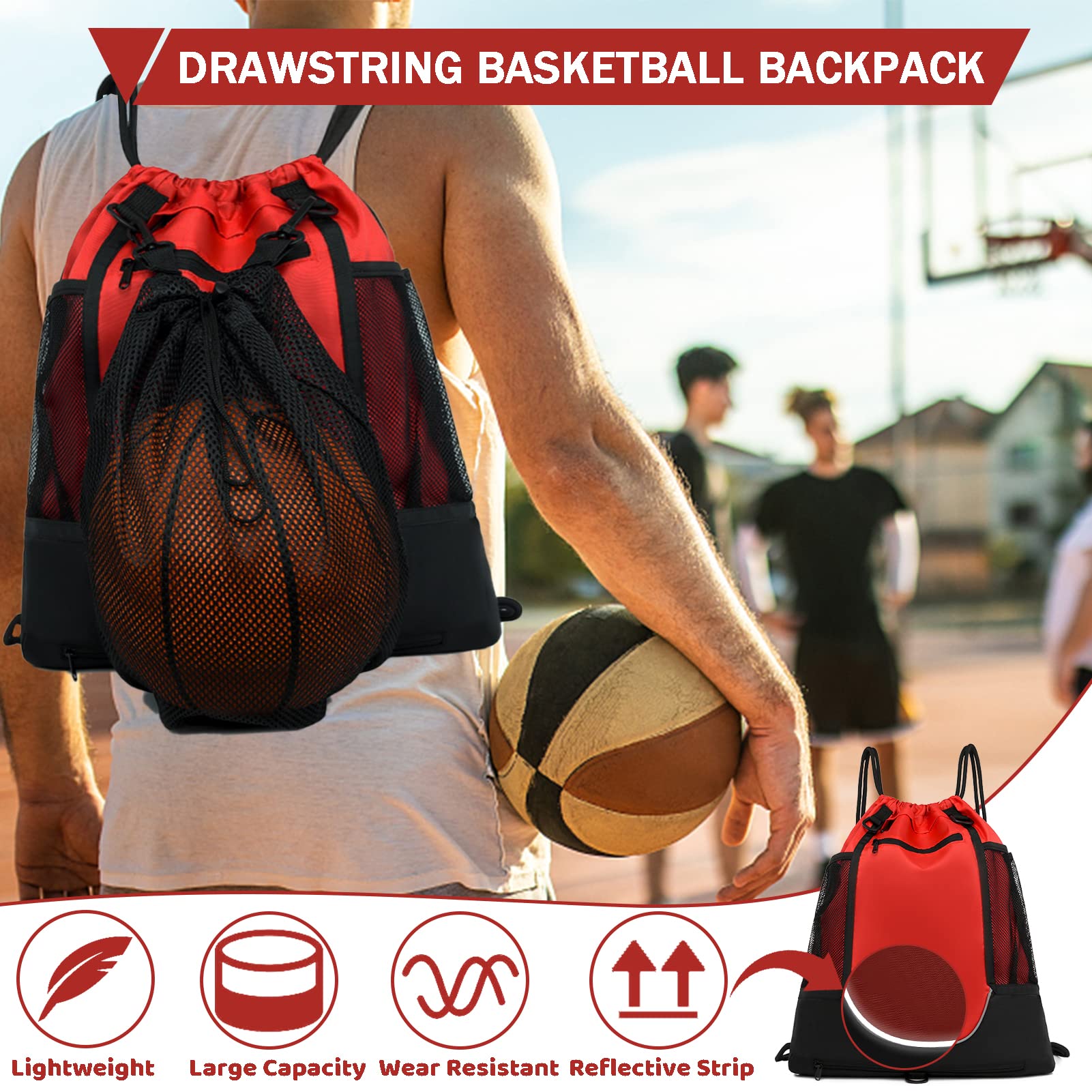 STAY GENT Drawstring Basketball Backpack Unisex Adulto