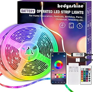 Battery Operated Led Strip Lights 20ft, USB led Strip Lights Battery, Smart Phone APP Control 20 Key Remote LED Lights Strip, led Lights for Bedroom Battery Operated Waterproof