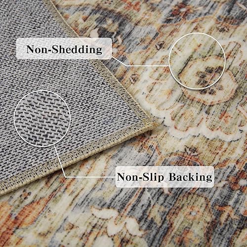 Miniatura 3 de IMINROME Alfombra de pasillo de 2 x 6 pies, lavable, vintage, con medallones, para pasillo, antideslizante, resistente a las manchas, alfombra de