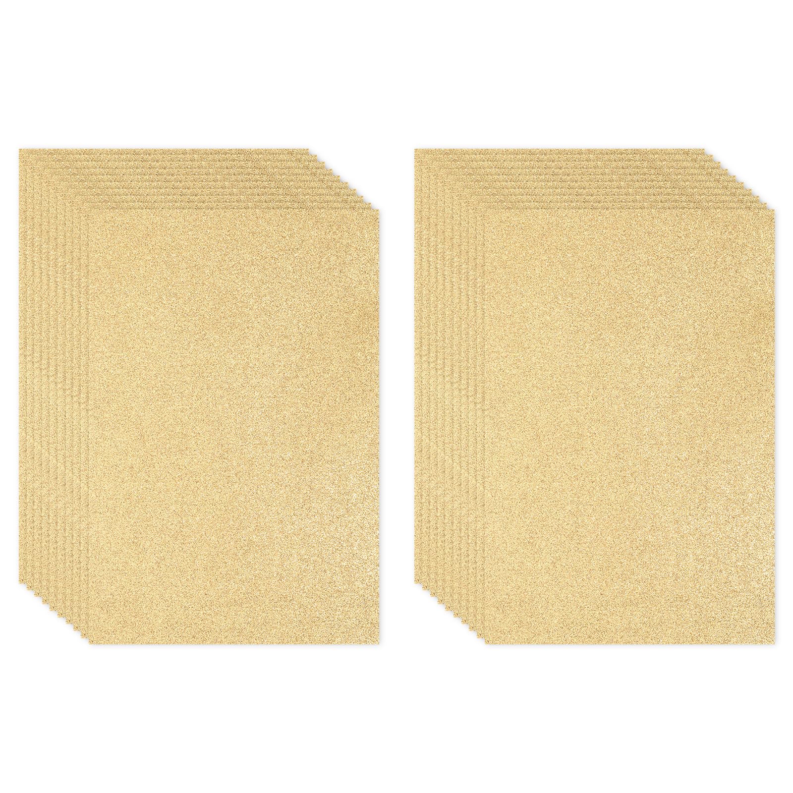 PATIKIL Light Gold Shiny EVA Glitter Foam Sheet 11 x 8 Inch 2mm Thick Sparkle EVA Glitter Felt for Crafts DIY Project 20 Pcs