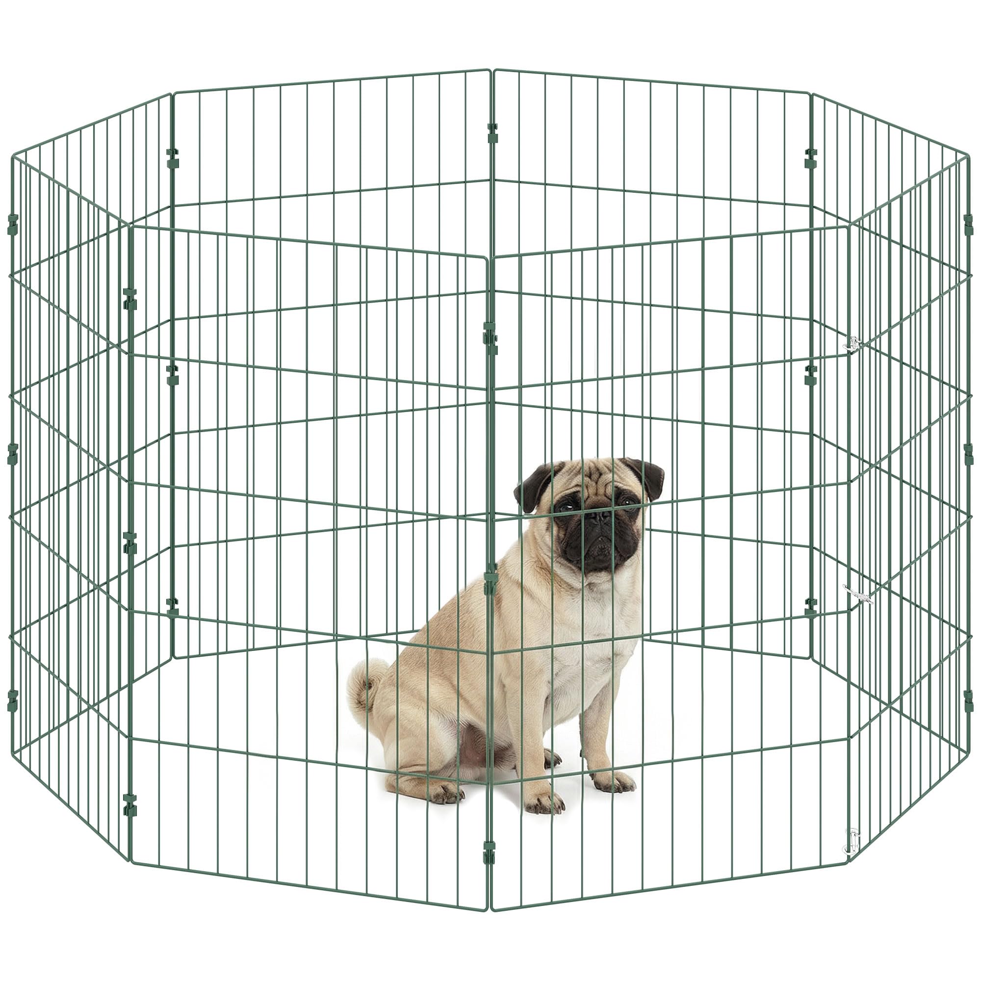 PawHut 8 Panel Pet Pen, Dog Playpen for Puppies, Foldable Playpen Indoor/Outdoor Enclosure Puppy Play Pen, Includes Grounding Stakes, 80 cm Height