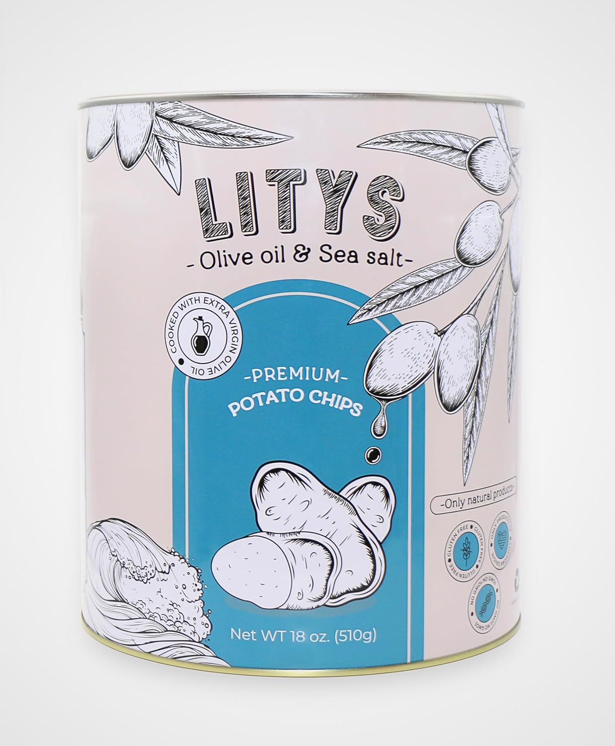 LITYS Premium Kettle Cooked Potato Chips with Olive Oil � Datyl Pepper & Lime � 18 oz
