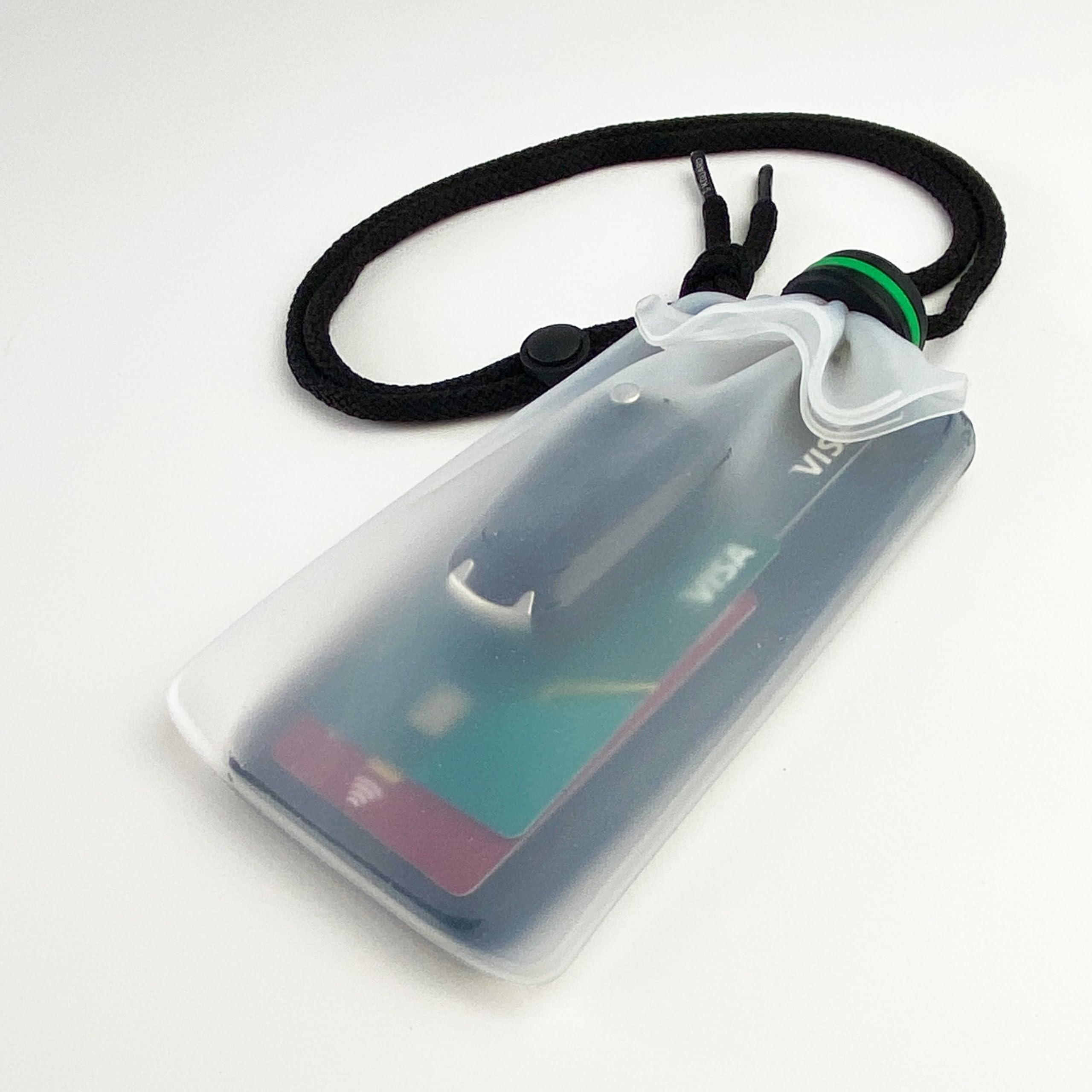 KGUARD XL – Bolsa Estanca Impermeable IPX8 para Smartphone, Llaves y Tarjetas – Silicona Antialergénica Translúcida con Aro Verde – Ideal para Surf, Paddle Surf, Kayak y Playa
