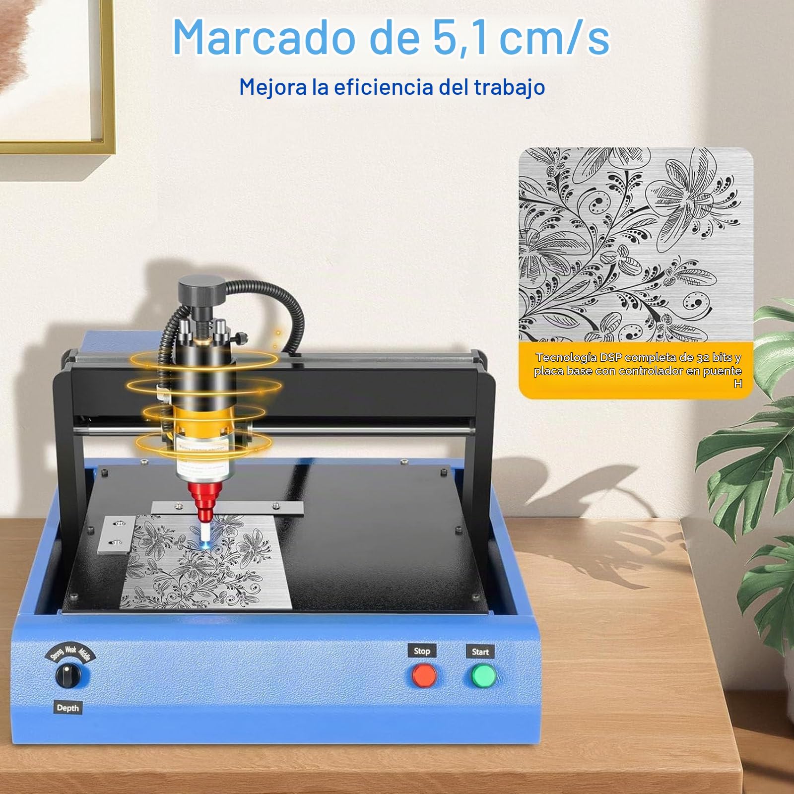 Máquina marcado metal eléctrica 400 W, máquina grabado joyería, dispositivo grabado por micropercusión plástico, para placas identificación acero, velocidad de 50 mm/s.,200 * 150mm