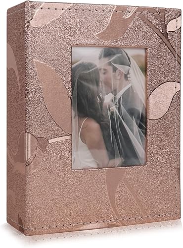 Vista 32 de Álbum de fotos de 100 x 6 pulgadas, 100 álbumes de fotos pequeñas, cubierta de cuero de primera calidad, página interior blanca, álbumes de fotos