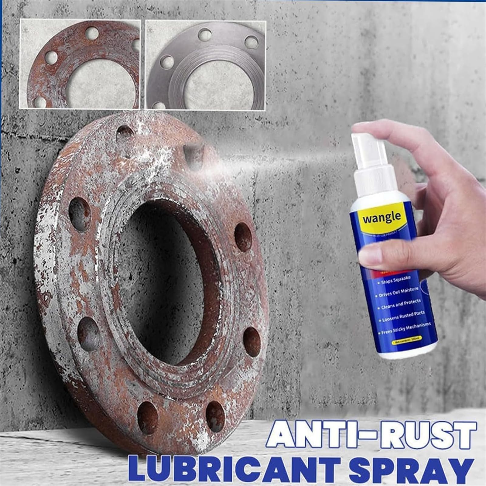 Wangle Rust Remover, Anti-Rusts Lubricant Spray & Rusts Removers, 2026 Upgrade Rust Remover For Metal, Fast-Acting Formula & Easy Application, For Use On Automotive Parts, Chains, Tools (1 PCS) — view 2