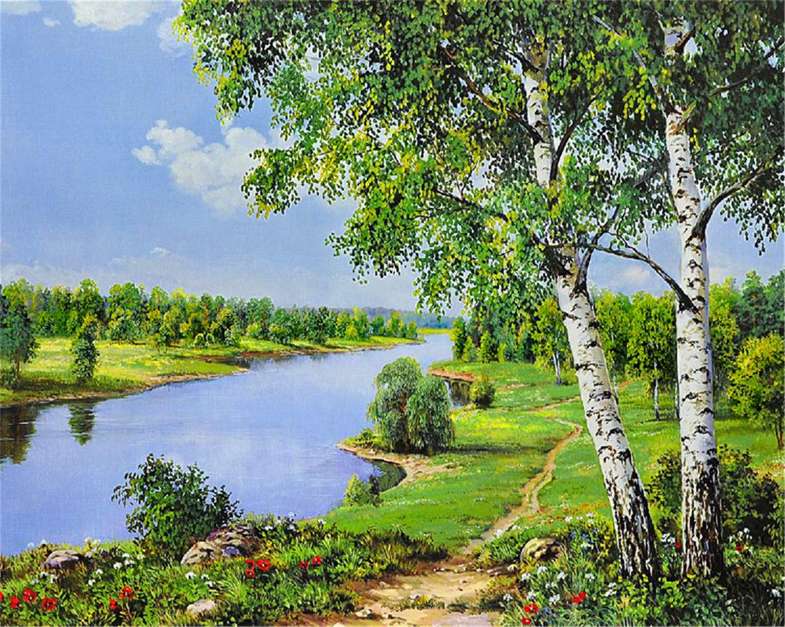 YEESAM ART Pintura De Bricolaje Por Números Para Adultos Principiantes Niños, Niña En La Selva Blanca