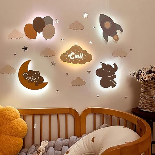 Miniatura 1 de Luz de nube personalizada para dormitorio, luz de pared de madera personalizada para habitación del bebé, bonita lámpara de nube flotante para