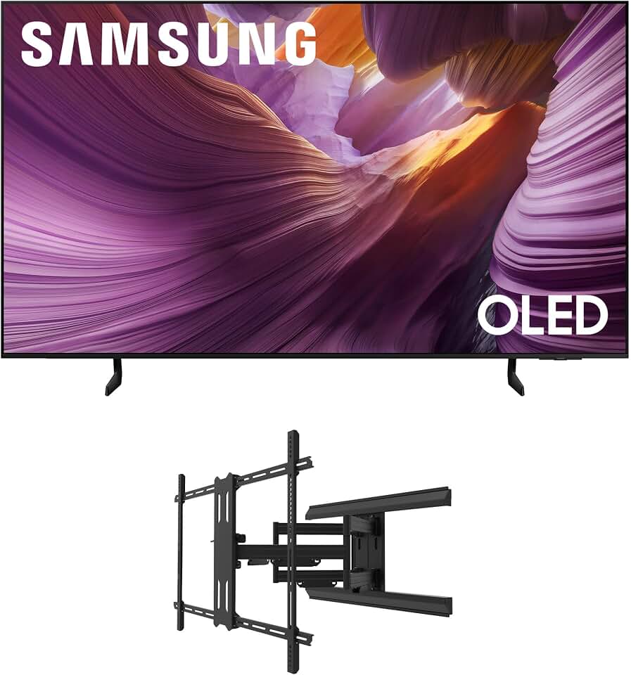 Samsung QN77S85FAEXZA 77 Inch OLED HDR 4K Smart TV with a Kanto PMX800 Full Motion Dual Stud Mount (2025)
