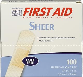 Adhesive Bandages, Sheer Strips, 3/4" x 3", Box of 100