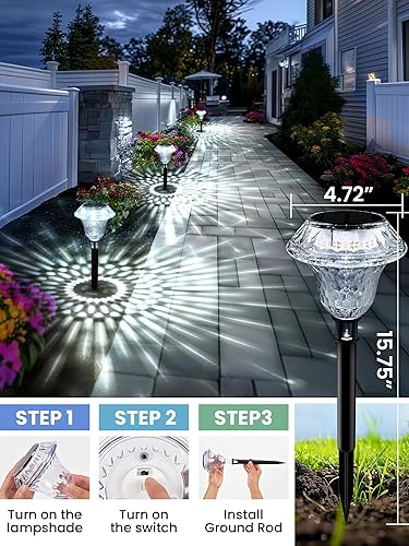 Miniatura 4 de SOLPEX Luces solares para camino Decoración de jardín para el patio, luces solares para jardín alimentadas por energía solar, iluminación Blanco