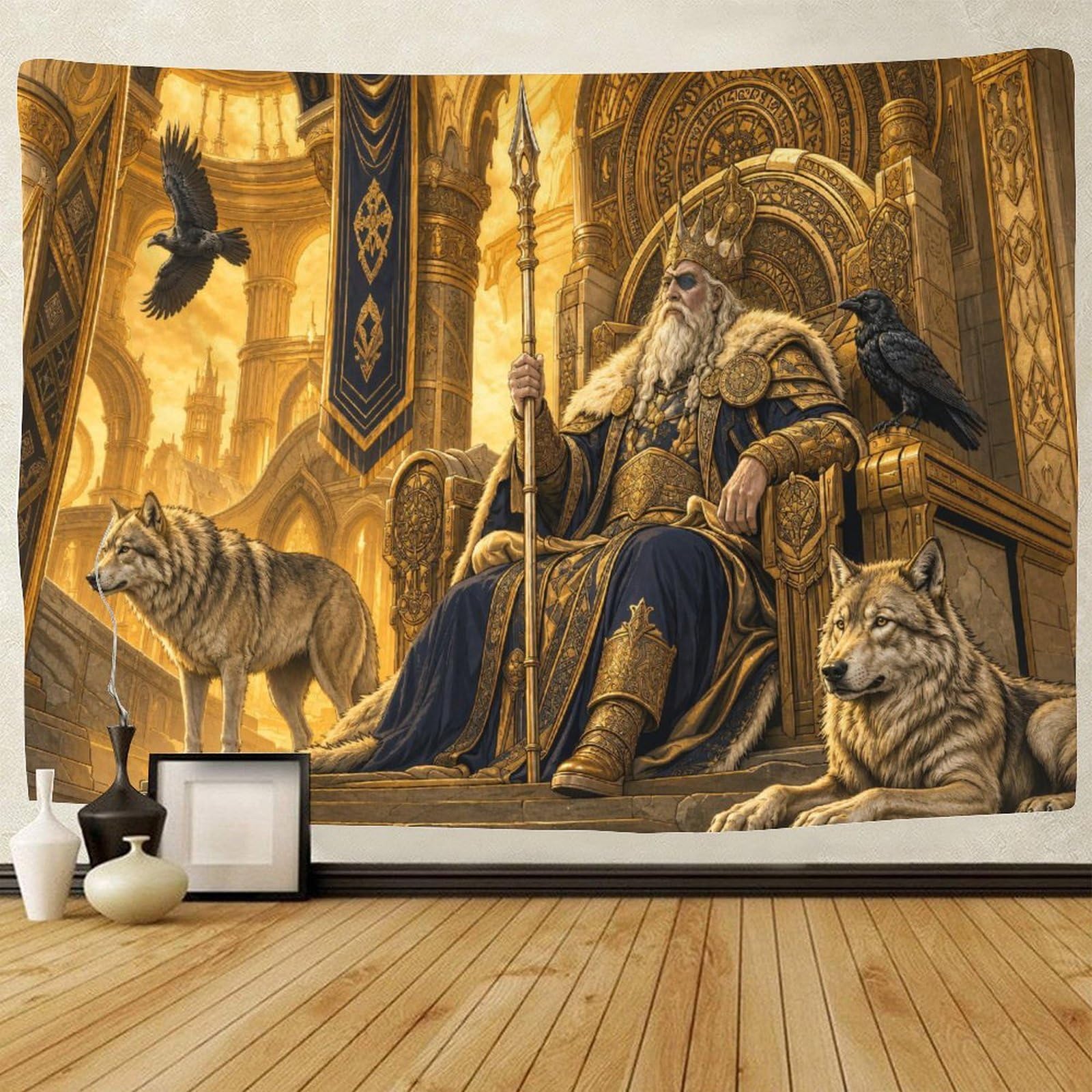 ASDFGHJKLZA Odin in Norse Mythology Wall Tapestry 3D Print Wall Hanging Decor Tapestries Poster Home Decoration Living Room Dorm 70cmx100cm