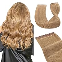 Vista 27 de Extensiones de cabello con clip, cabello humano Remy, extensiones de cabello largo lacio de una pieza con 5 clips, con gancho para colgar