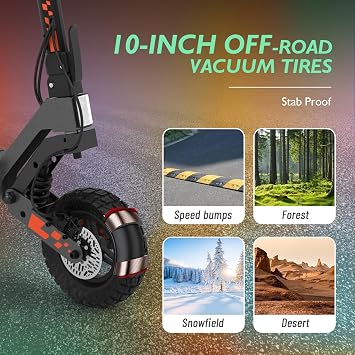 Kugookirin Kukirin G2 Electric Scooter for Adults, 34 Miles Range Max & 28 Mph Max Speed, 10 Tires Offroad Electric Scooters, 800W Motor Folding Commute Escooter Max 264 Load