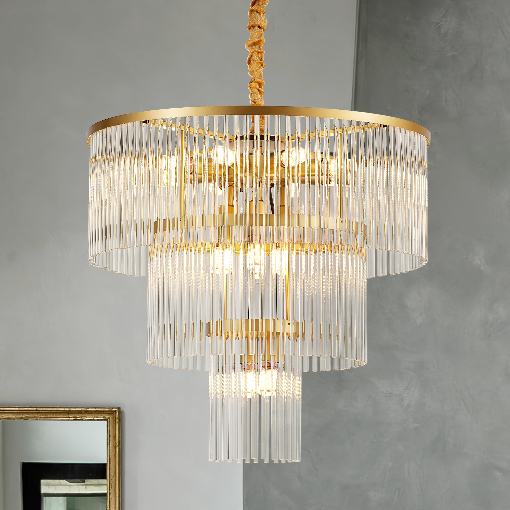 TACDANDM-3-Tier Glass Tube Chandelier for Entryway