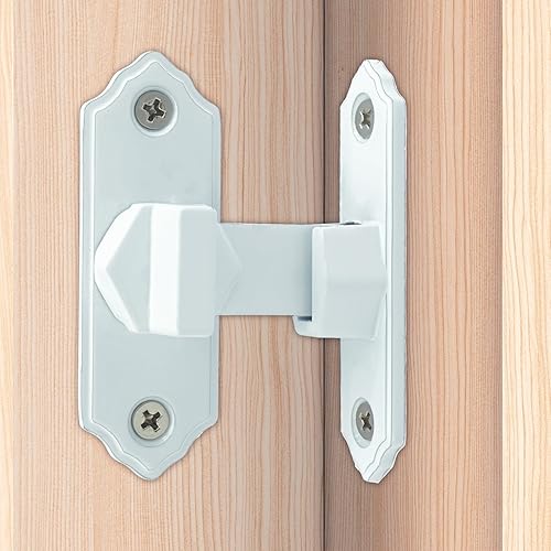 Cerradura de puerta de 90 grados Cerradura de puerta de granero para puertas y ventanas Pestillo de puerta (blanco)