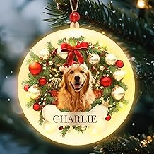 Bemaystar 2025 Personalized LED Christmas Ornament - Dog Photo Light Up Ornament - Personalized Christmas Tree Hanging Ornament