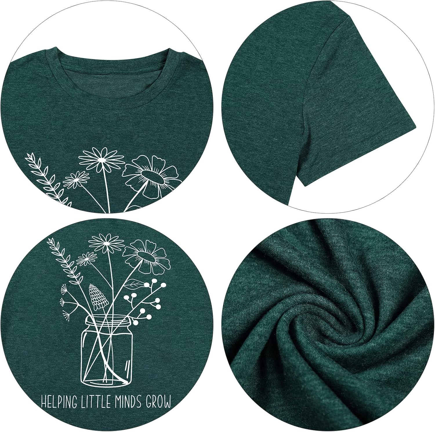 Teacher Shirt Women Wildflower Teacher Shirts Helping Little Minds Grow Kindergarten Teacher Tee Inspirational Tops - Image 5