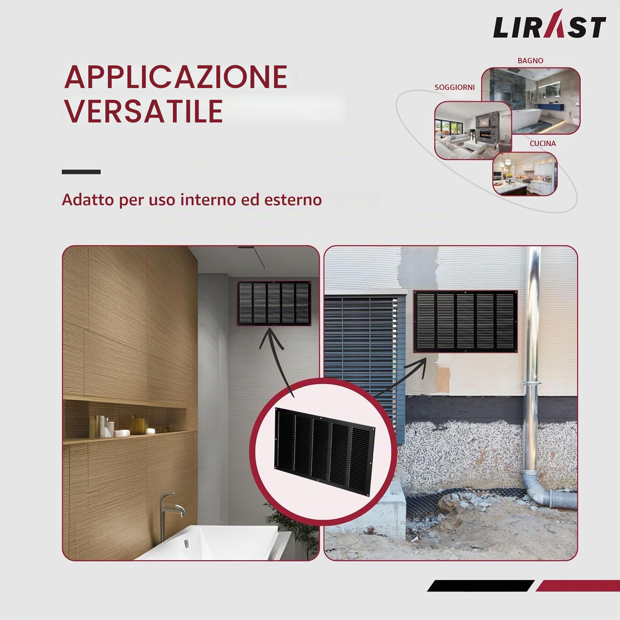 500x300mm Griglie D'Aerazione/Ventilazione in Metallo - Nera Griglia D'aria con Rete Anti Insetti