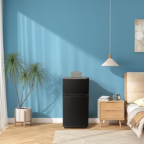 Miniatura 6 de Refrigerador de doble puerta con congelador, 3.5 pies cúbicos, refrigerador pequeño con congelador, 7 ajustes de temperatura ajustable, mini