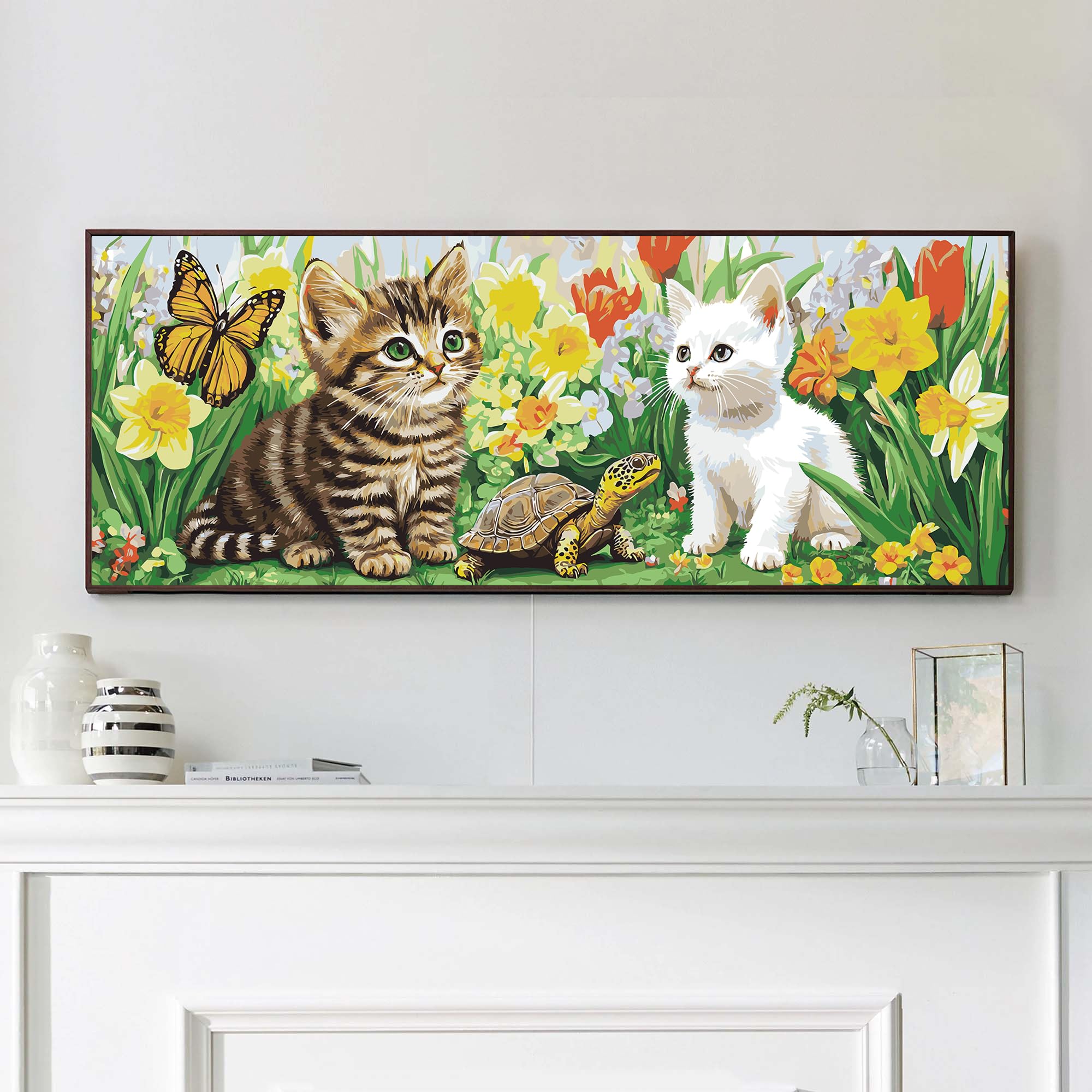 VAIIEYO Paint by Numbers Kit for Adults Cat, Turtle Paint by Numbers Kits, Large Size Painting Kit Canvas Drawing Paintwork for Beginner Arts Craft for Home Wall Decor 12x31inch, Without Frame